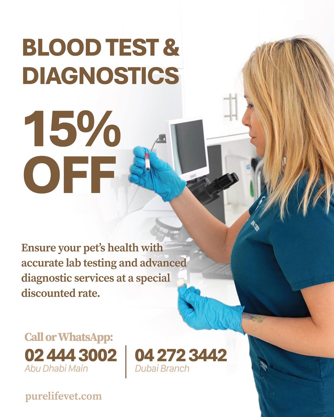 15 OFF on Blood Tests Diagnostics 01 Veterinary Treatment Dubai